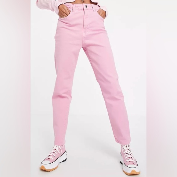 Baby pink straight-legged jeans from Bershka - size: USA 00 or EUR 32 - Picture 2 of 2